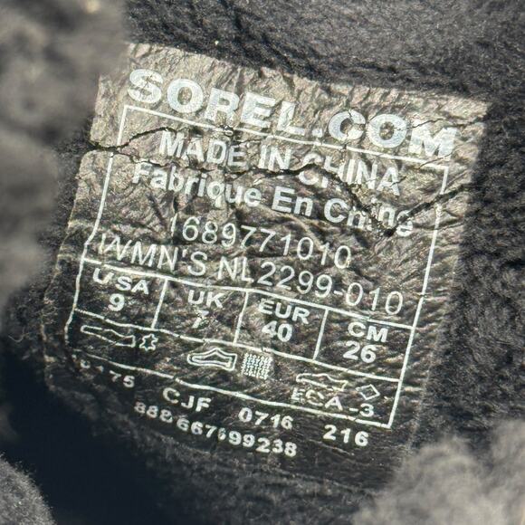 SOREL Addington Shearling Boots SZ 9 Women’s Black Leather Waterproof Lace Up - Picture 13 of 13